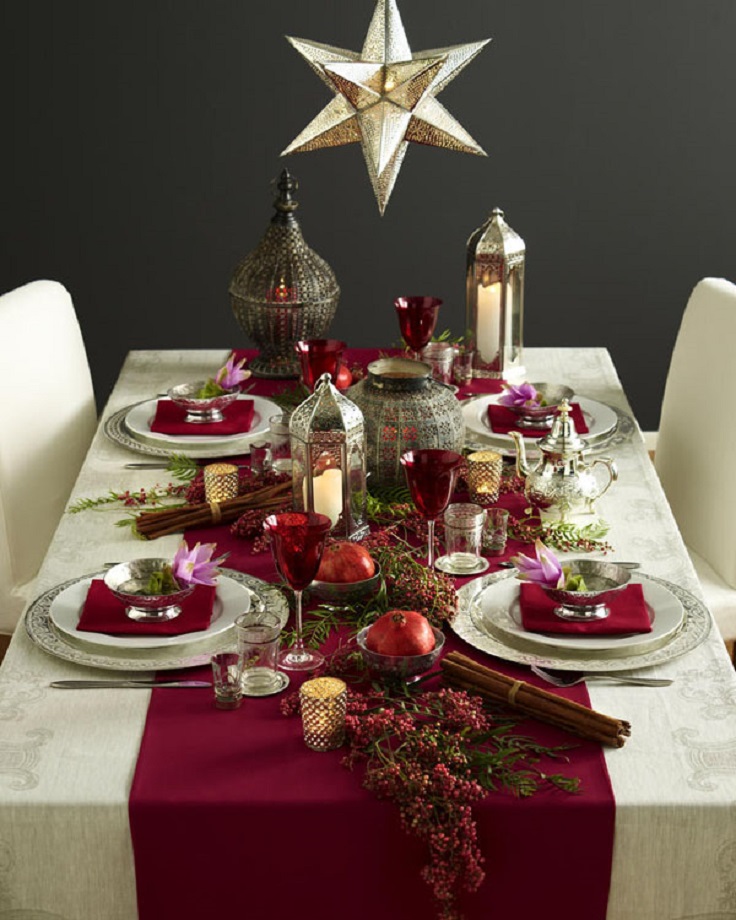 Decoration Ideas For Christmas Table Red & Silver Christmas Table
